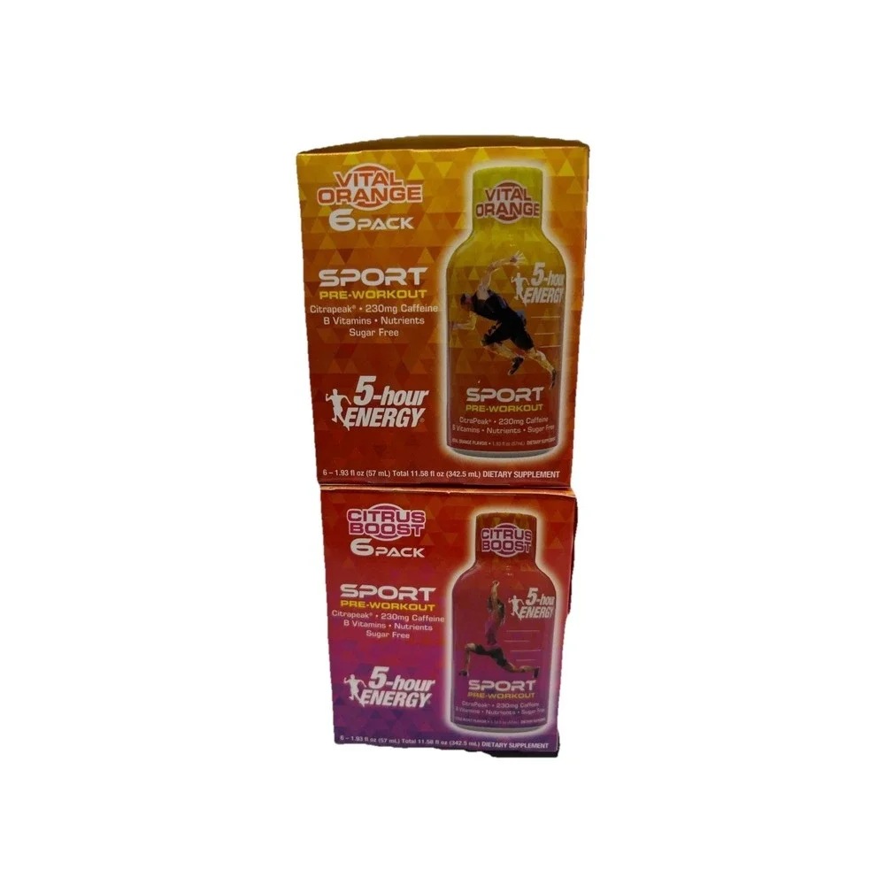 5-Hour Energy Shot 6 Pack Citrus Boost & Vital Orange Lot Of 2 EXP 07/27